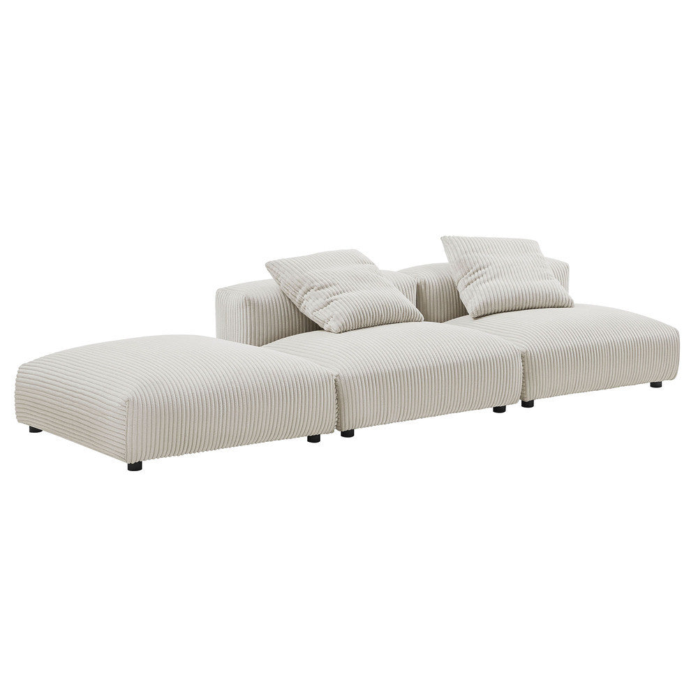 EEI-7028 Solace 3-Piece Modular Corduroy Upholstered Sectional Sofa by Modway