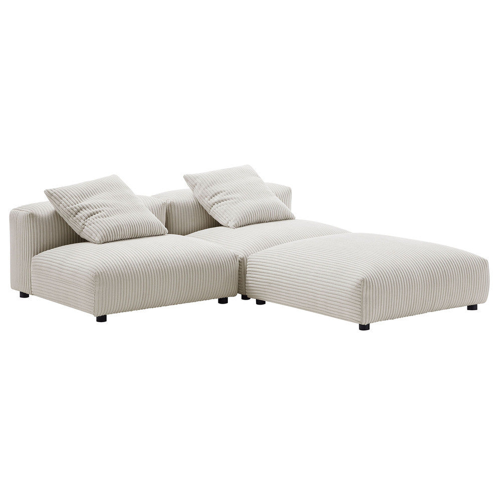 EEI-7028 Solace 3-Piece Modular Corduroy Upholstered Sectional Sofa by Modway