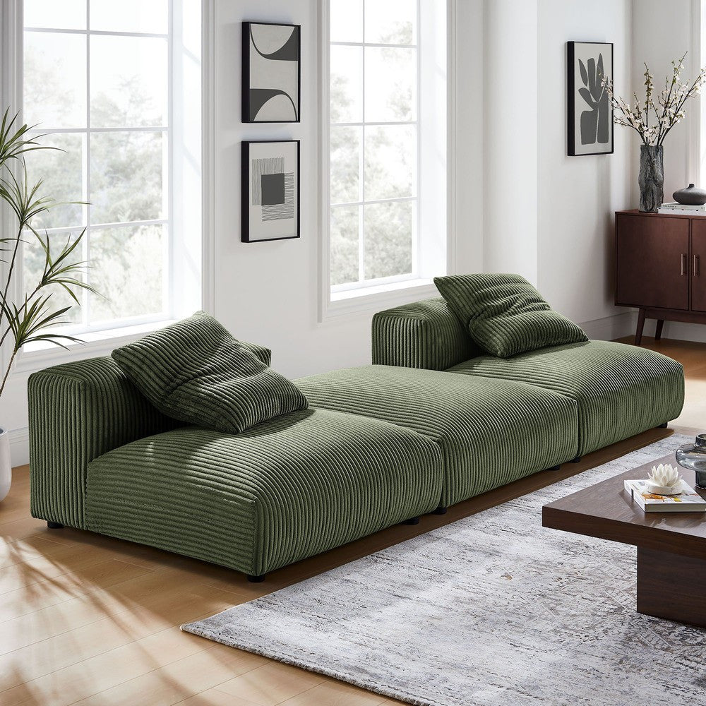 EEI-7028 Solace 3-Piece Modular Corduroy Upholstered Sectional Sofa by Modway