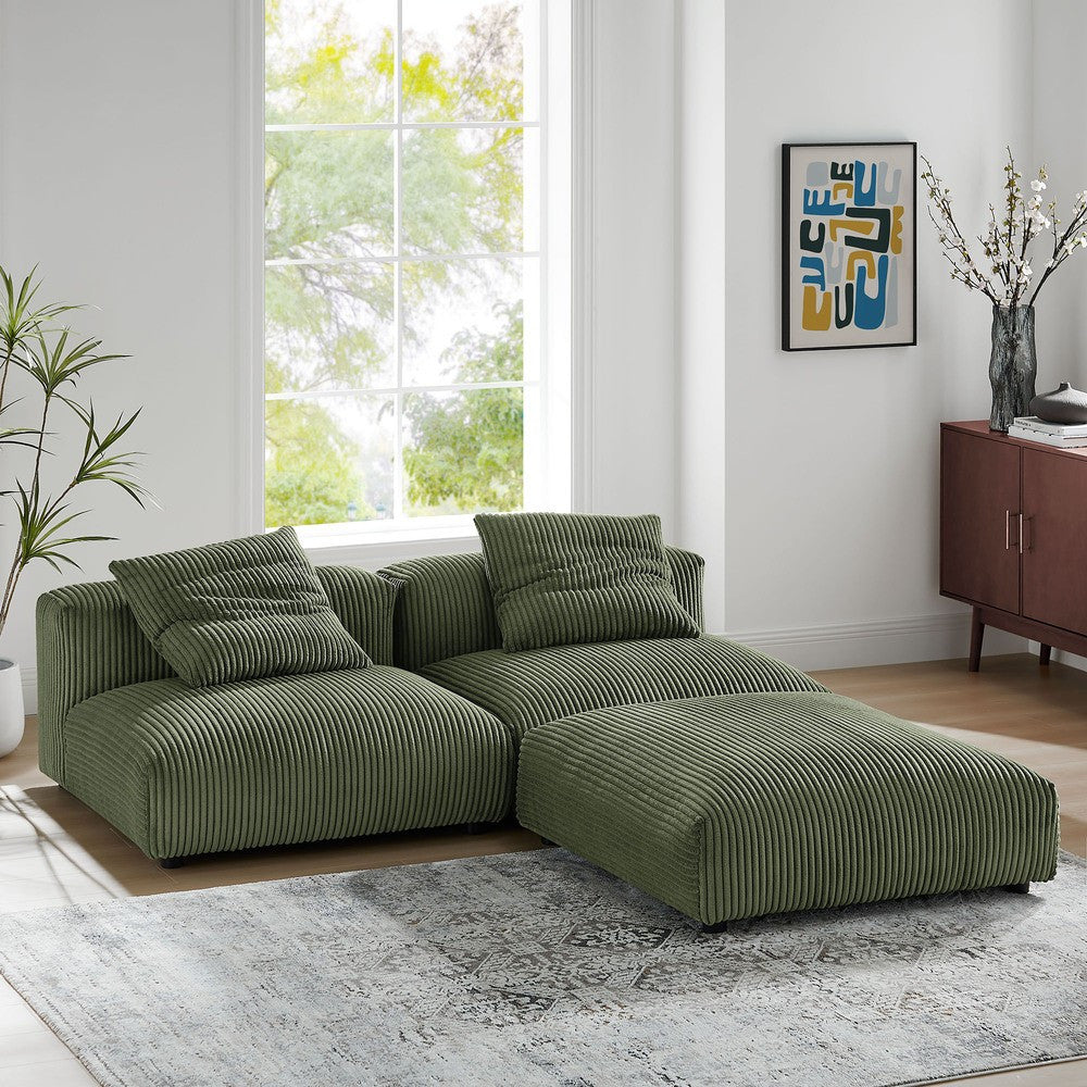 EEI-7028 Solace 3-Piece Modular Corduroy Upholstered Sectional Sofa by Modway