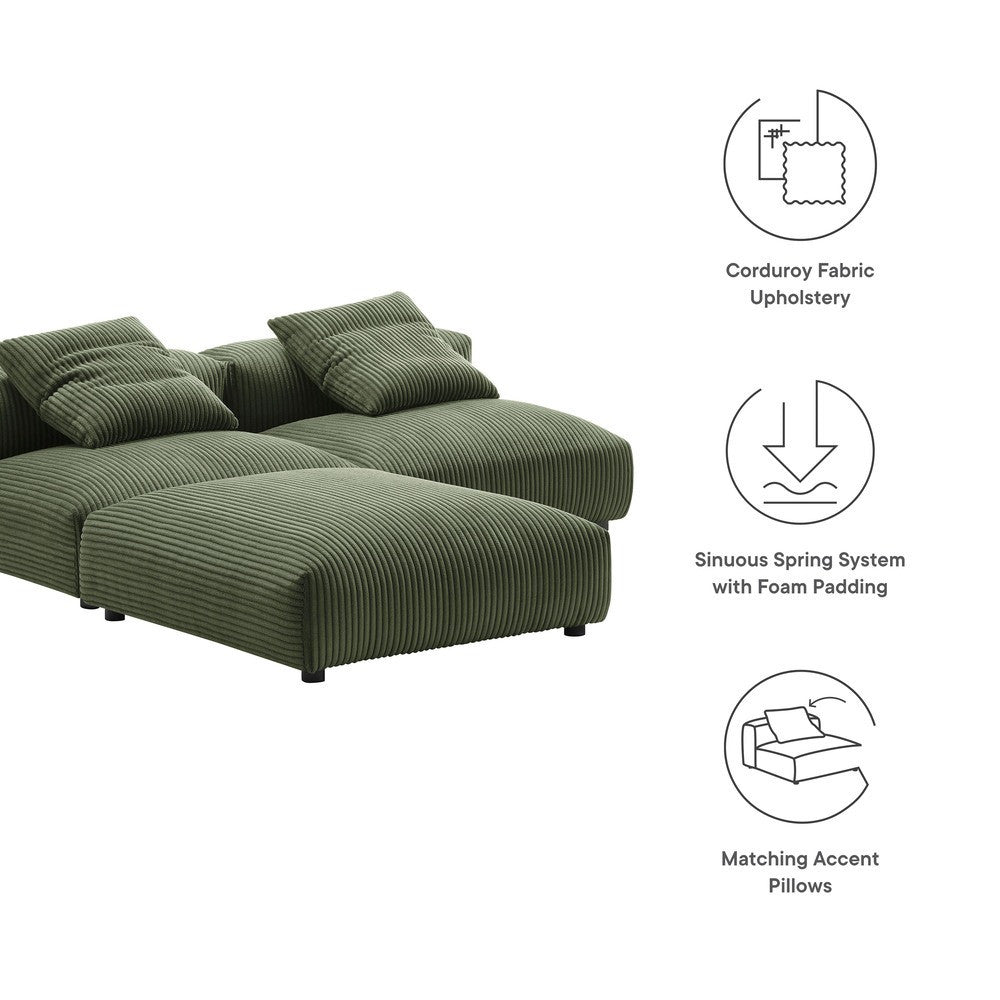 EEI-7028 Solace 3-Piece Modular Corduroy Upholstered Sectional Sofa by Modway
