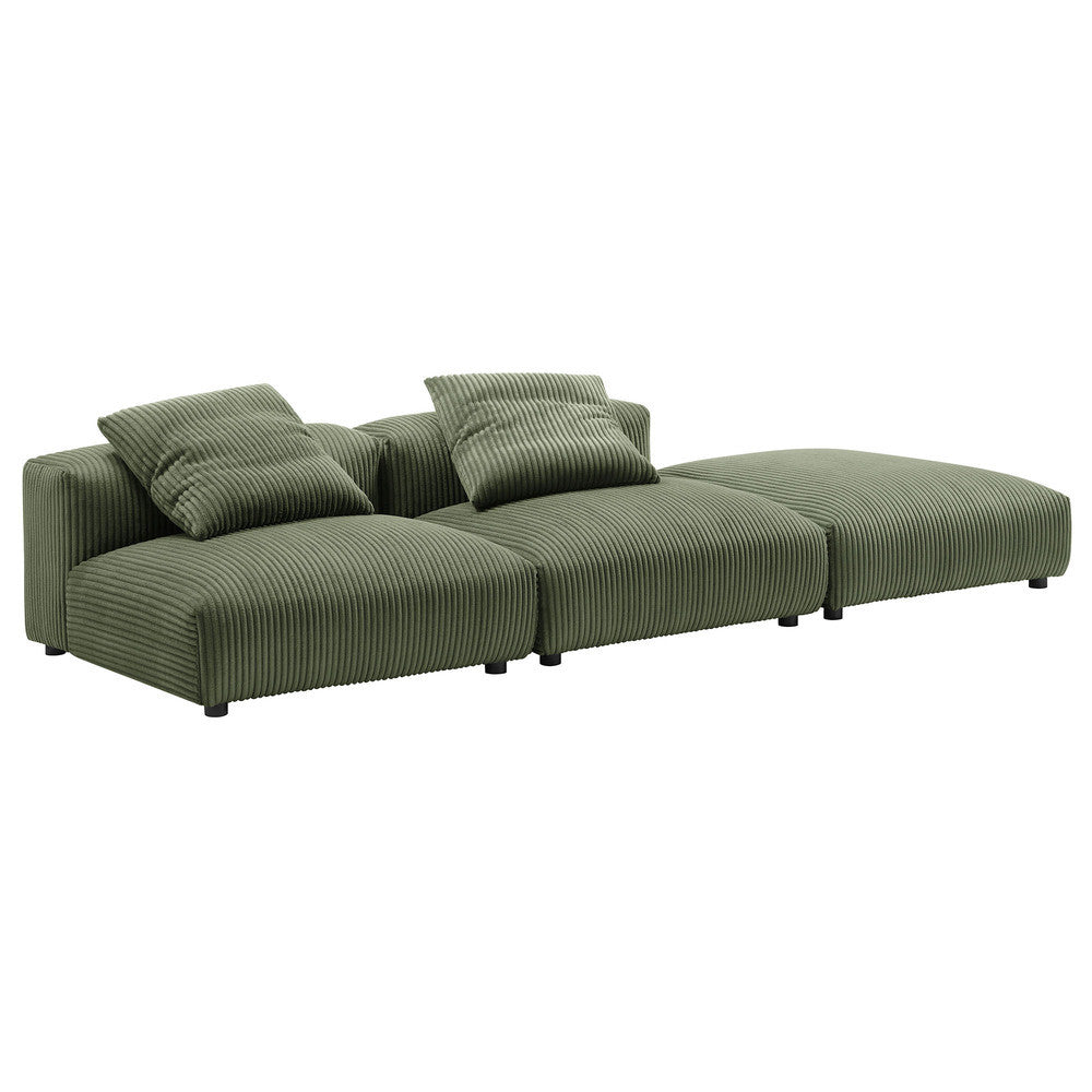 EEI-7028 Solace 3-Piece Modular Corduroy Upholstered Sectional Sofa by Modway
