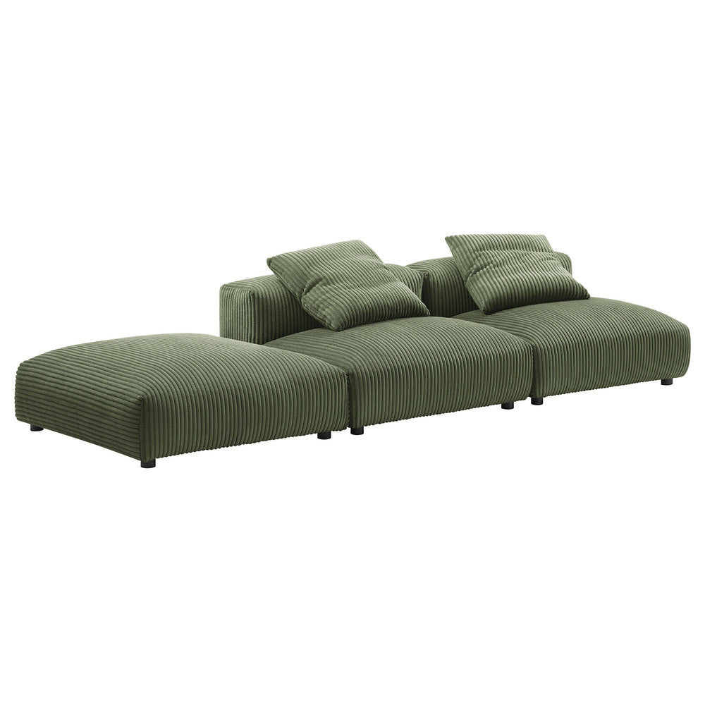 EEI-7028 Solace 3-Piece Modular Corduroy Upholstered Sectional Sofa by Modway