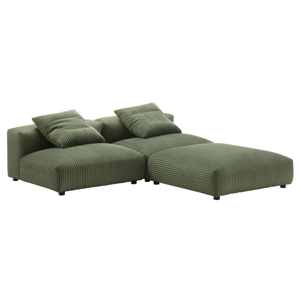 EEI-7028 Solace 3-Piece Modular Corduroy Upholstered Sectional Sofa by Modway