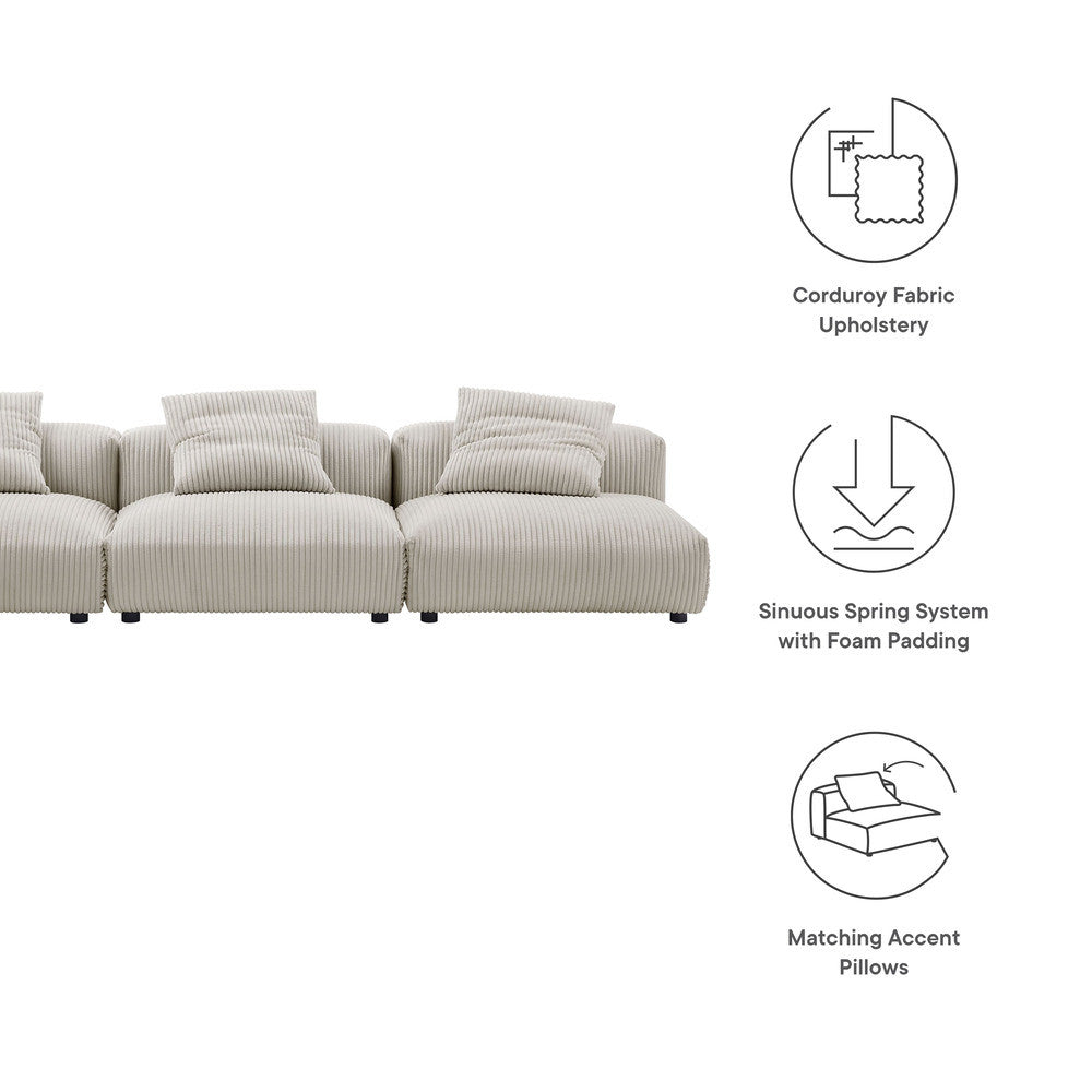 EEI-7034 Solace 3-Piece Modular Corduroy Upholstered Sofa by Modway