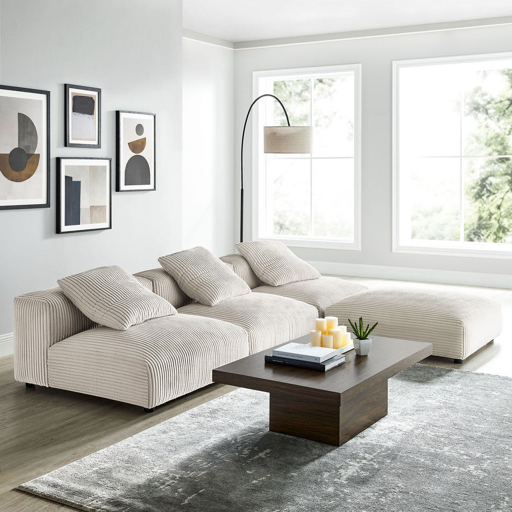 EEI-7026 Solace 4-Piece Modular Corduroy Upholstered Sectional Sofa by Modway