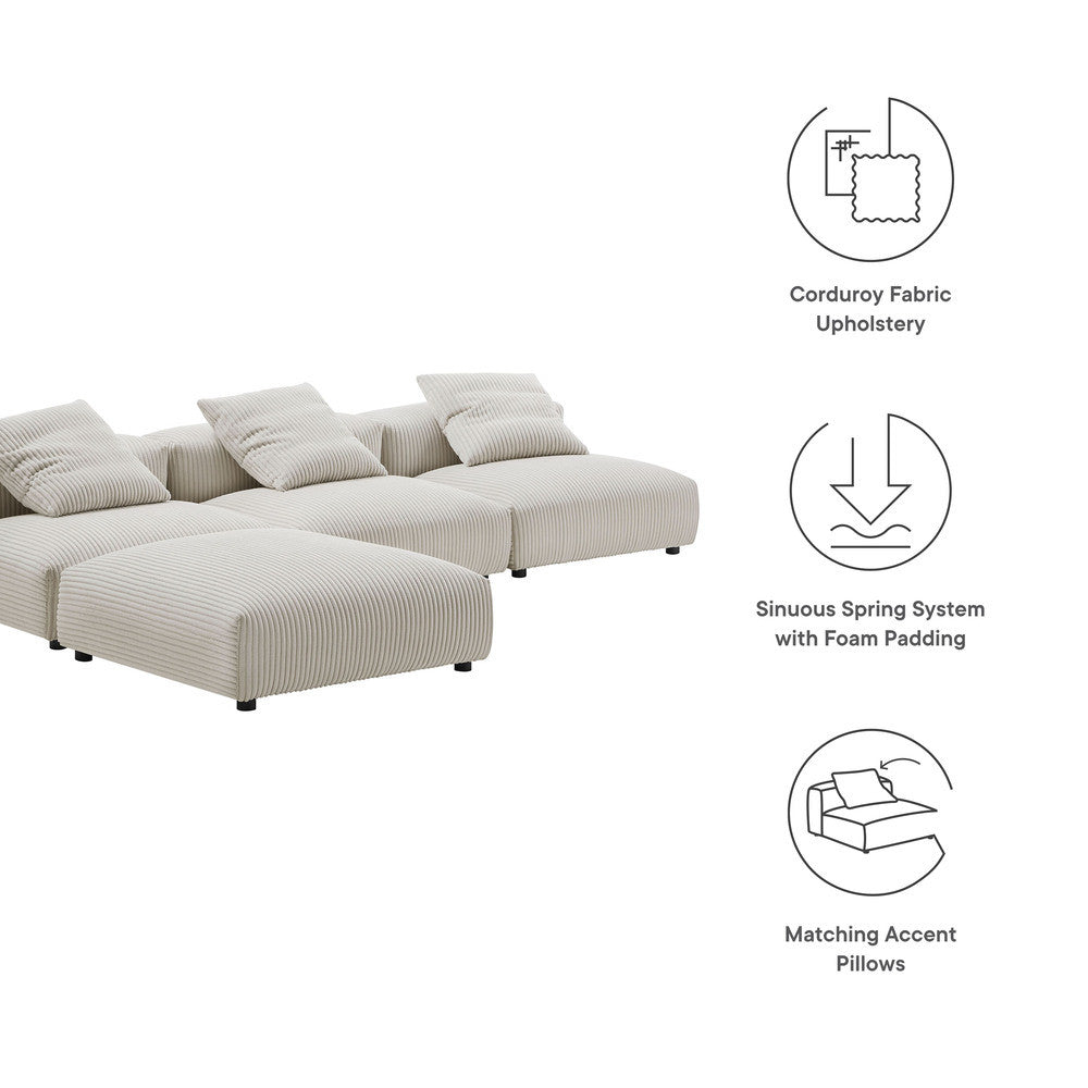 EEI-7026 Solace 4-Piece Modular Corduroy Upholstered Sectional Sofa by Modway