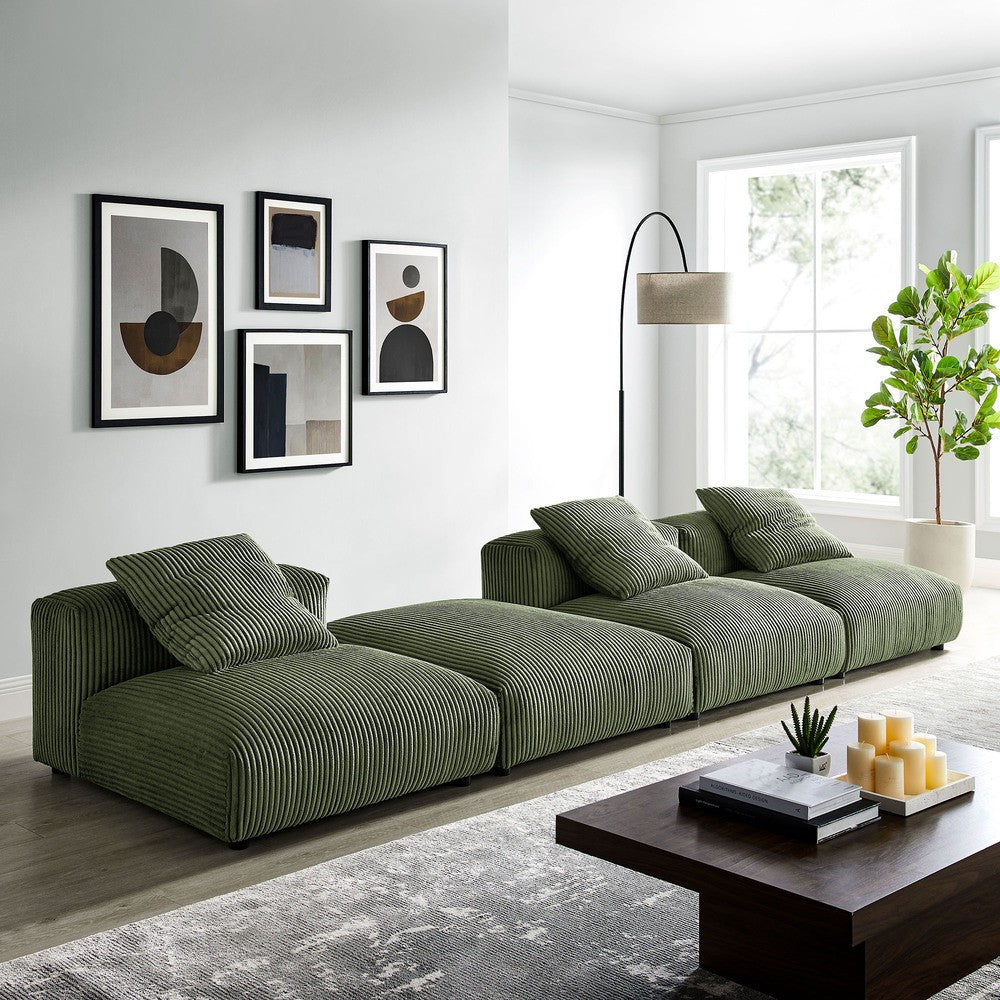 EEI-7026 Solace 4-Piece Modular Corduroy Upholstered Sectional Sofa by Modway