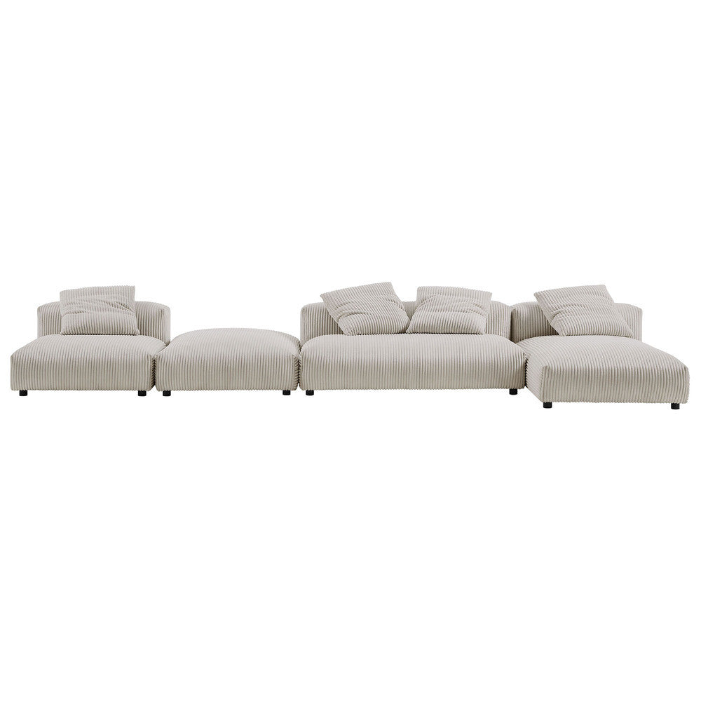 EEI-7032 Solace 4-Piece Modular Corduroy Upholstered Sectional Sofa With Ottoman by Modway