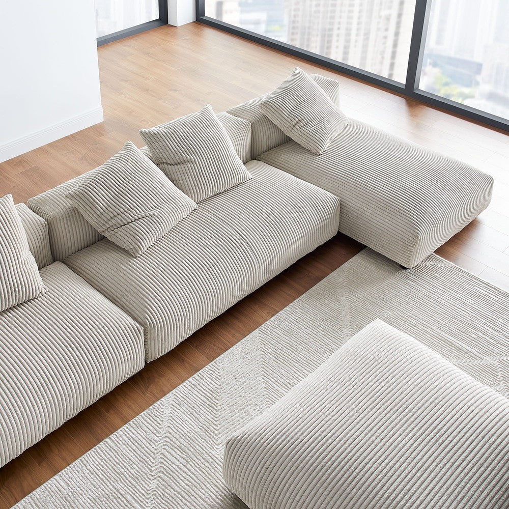 EEI-7032 Solace 4-Piece Modular Corduroy Upholstered Sectional Sofa With Ottoman by Modway