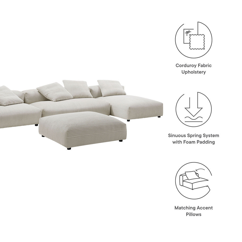 EEI-7032 Solace 4-Piece Modular Corduroy Upholstered Sectional Sofa With Ottoman by Modway