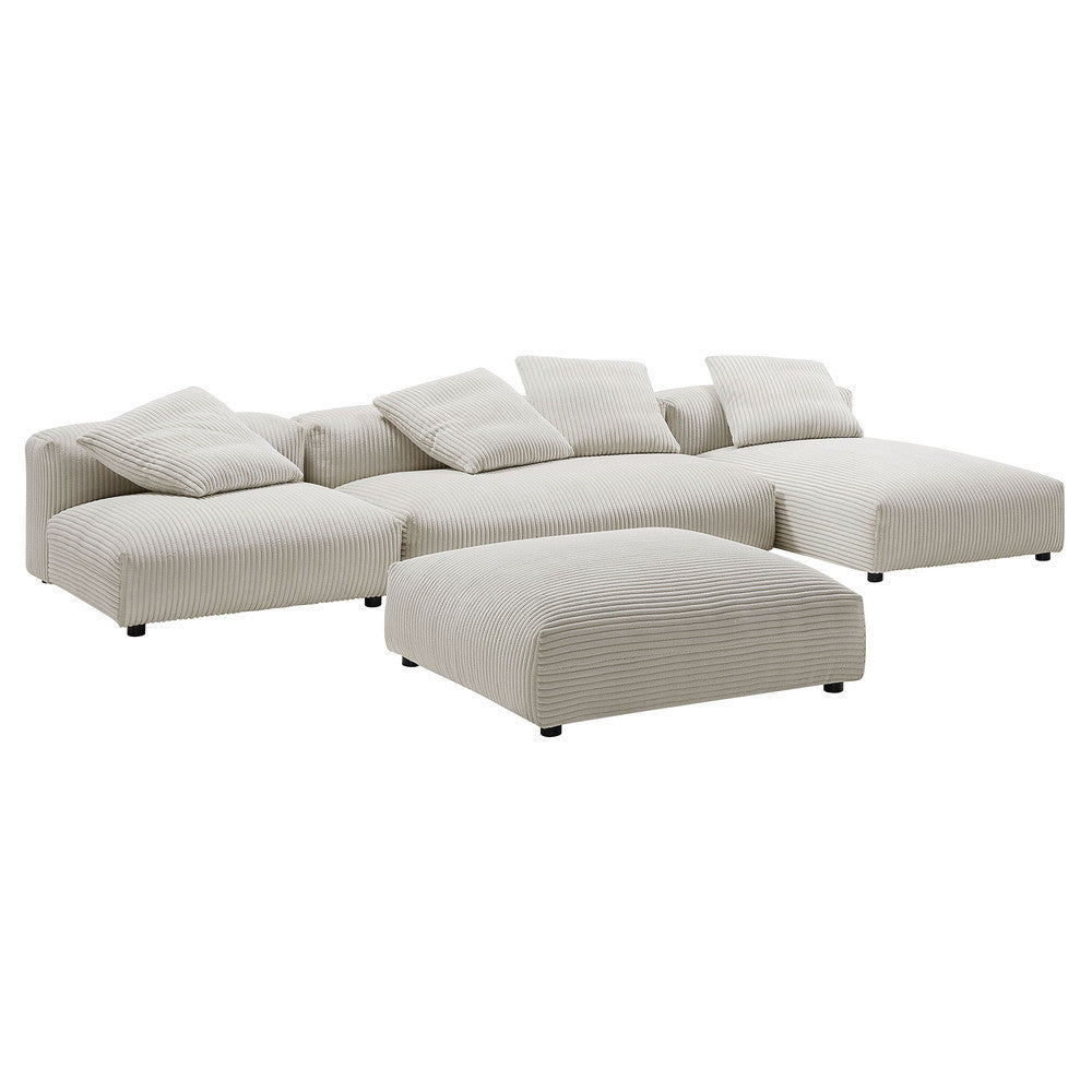 EEI-7032 Solace 4-Piece Modular Corduroy Upholstered Sectional Sofa With Ottoman by Modway