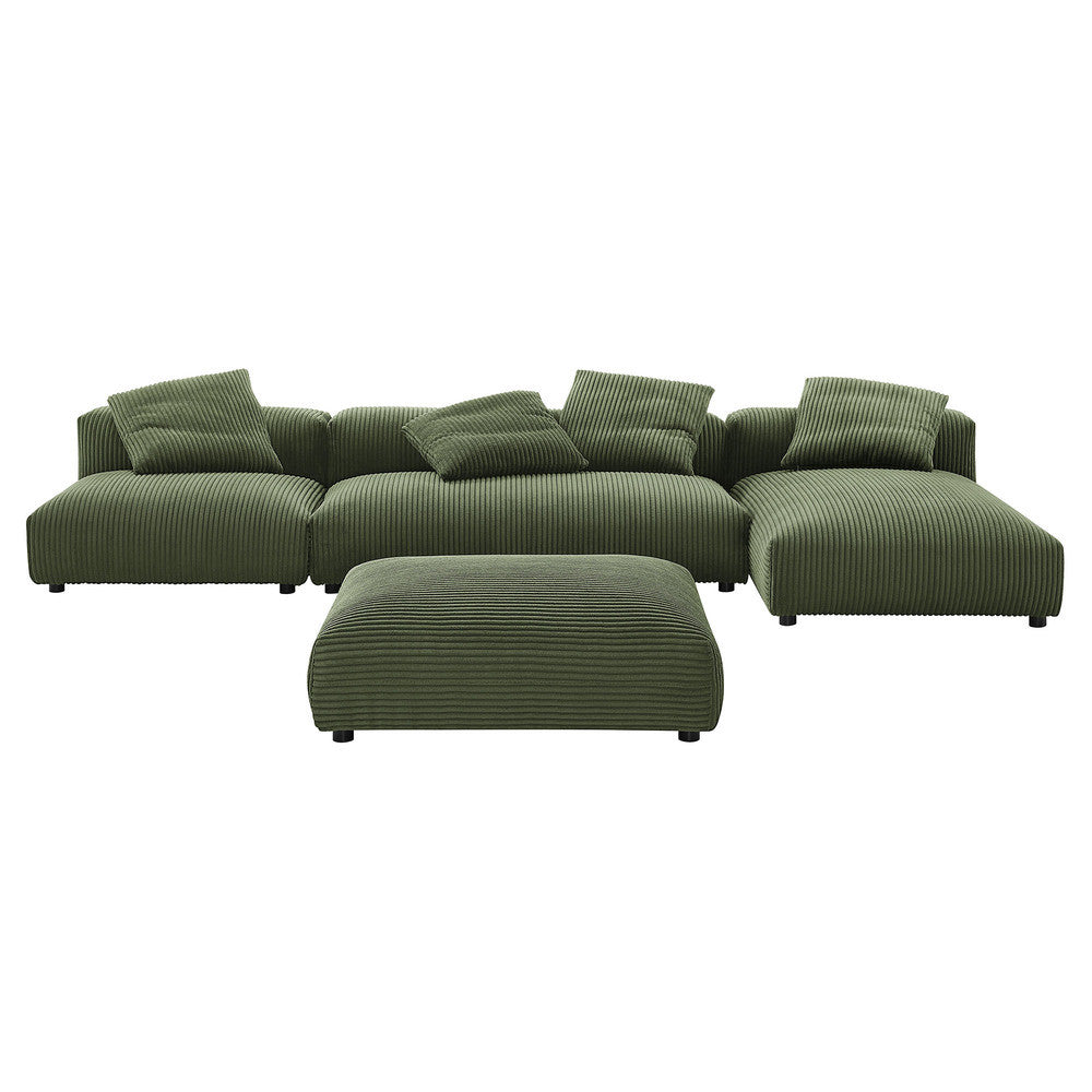 EEI-7032 Solace 4-Piece Modular Corduroy Upholstered Sectional Sofa With Ottoman by Modway