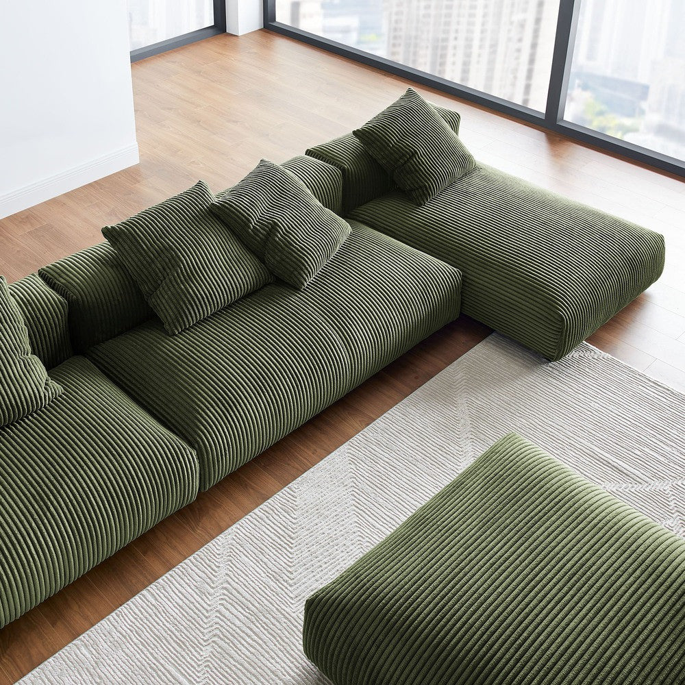 EEI-7032 Solace 4-Piece Modular Corduroy Upholstered Sectional Sofa With Ottoman by Modway