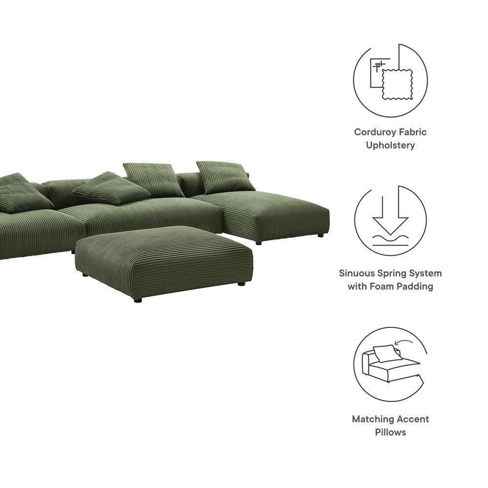 EEI-7032 Solace 4-Piece Modular Corduroy Upholstered Sectional Sofa With Ottoman by Modway