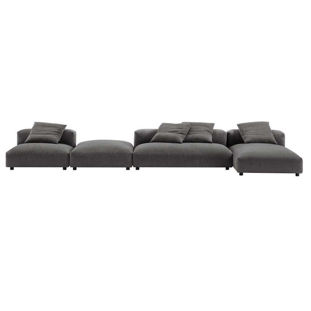 EEI-7033 Solace 4-Piece Modular Upholstered Fabric Sectional Sofa With Ottoman by Modway