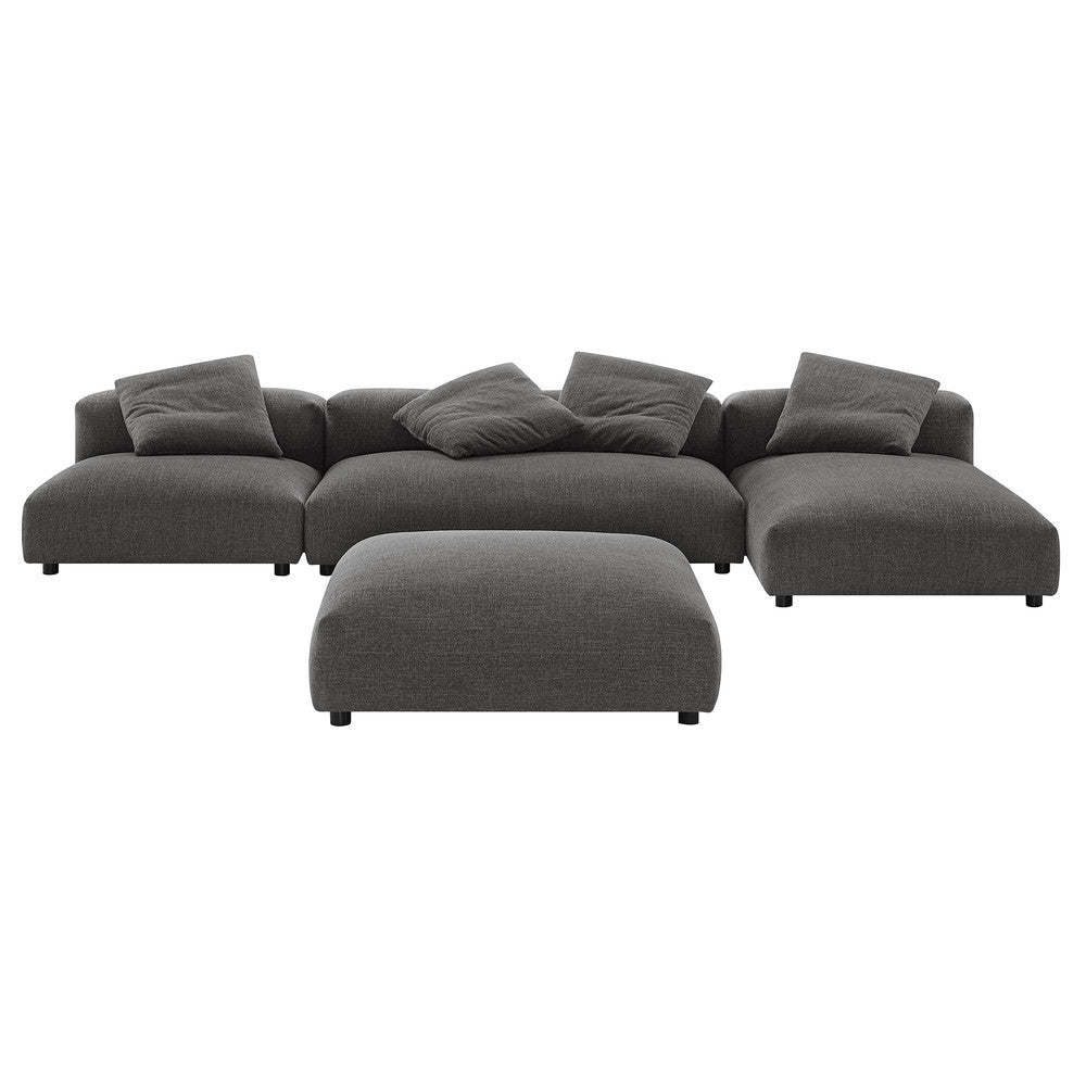 EEI-7033 Solace 4-Piece Modular Upholstered Fabric Sectional Sofa With Ottoman by Modway