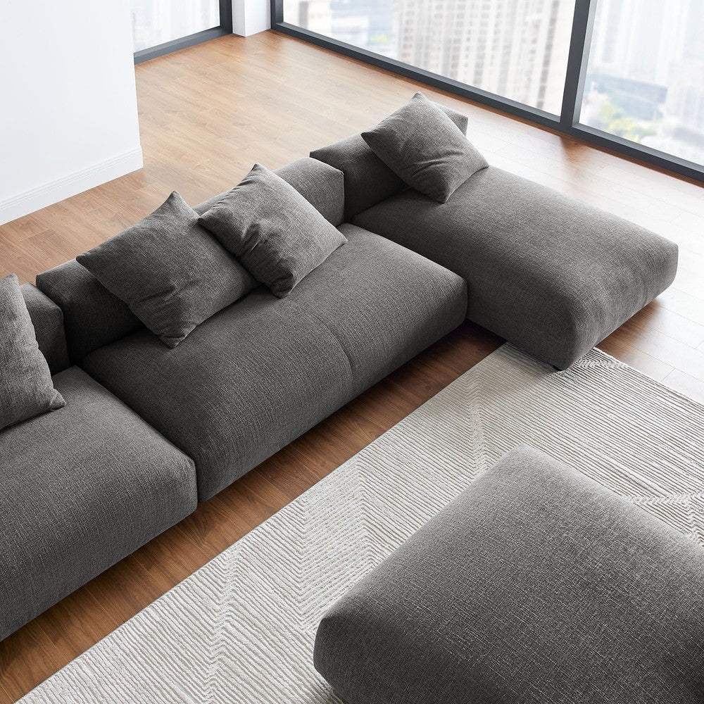 EEI-7033 Solace 4-Piece Modular Upholstered Fabric Sectional Sofa With Ottoman by Modway