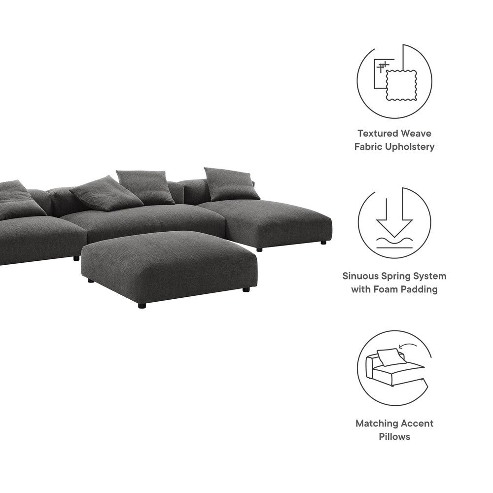EEI-7033 Solace 4-Piece Modular Upholstered Fabric Sectional Sofa With Ottoman by Modway