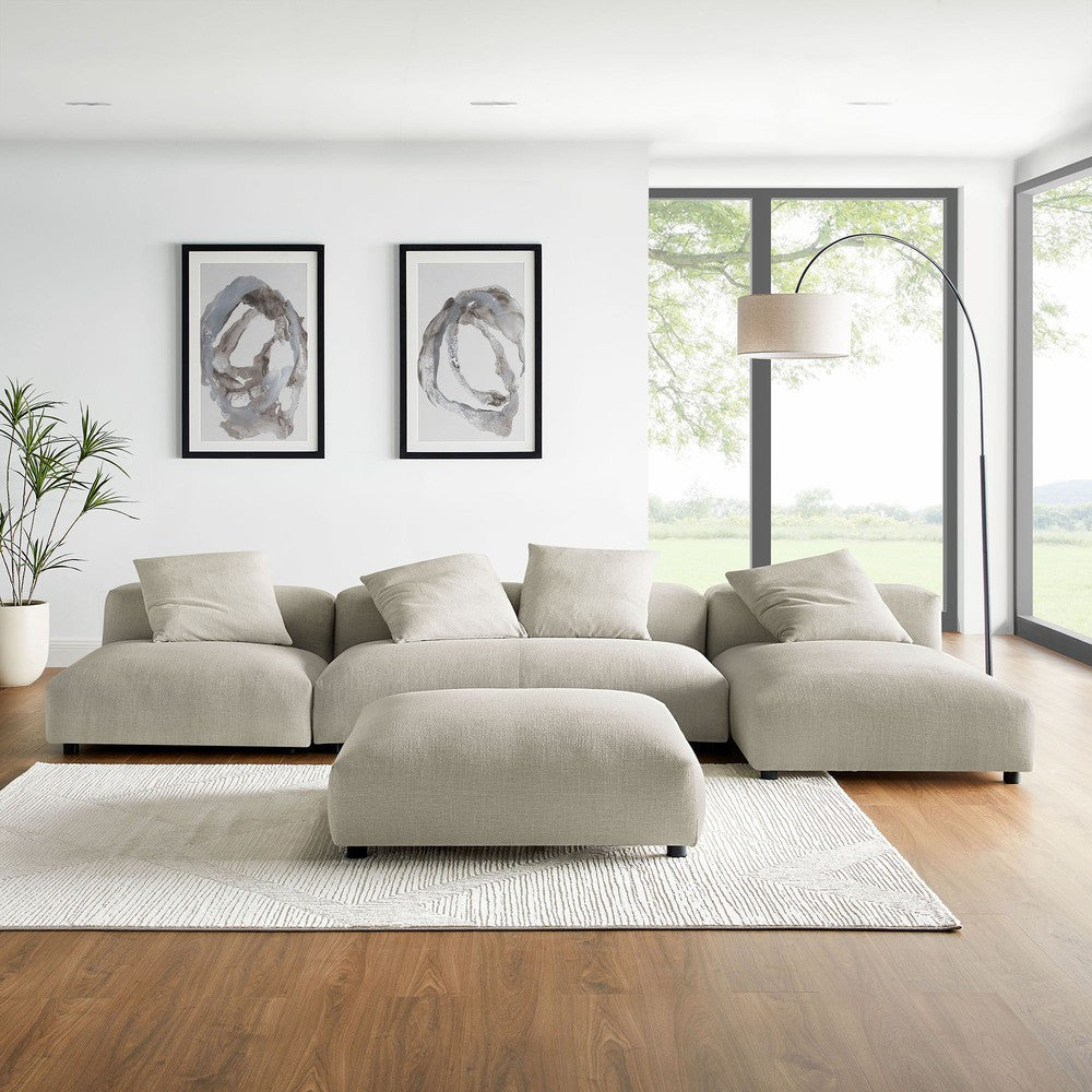 EEI-7033 Solace 4-Piece Modular Upholstered Fabric Sectional Sofa With Ottoman by Modway