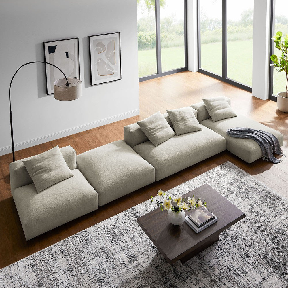 EEI-7033 Solace 4-Piece Modular Upholstered Fabric Sectional Sofa With Ottoman by Modway
