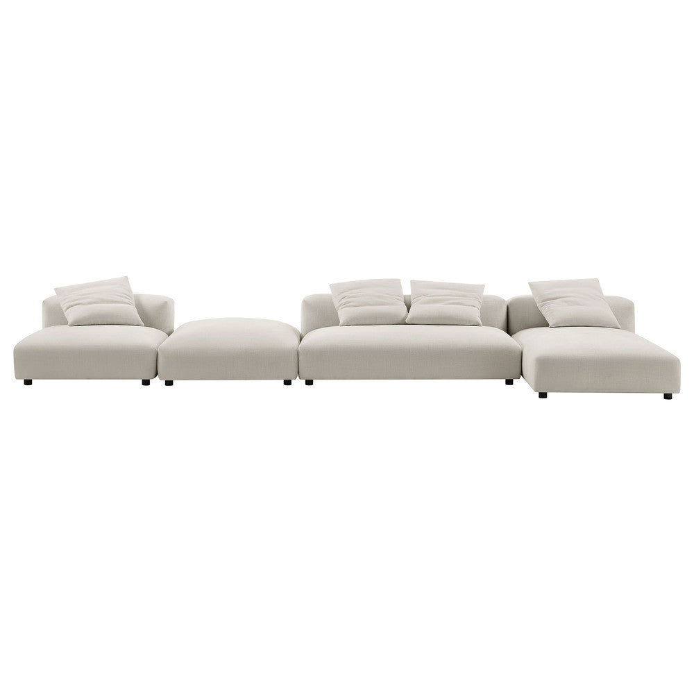 EEI-7033 Solace 4-Piece Modular Upholstered Fabric Sectional Sofa With Ottoman by Modway