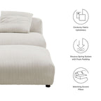 EEI-7022 Solace Modular Corduroy Upholstered Armless Chair and Ottoman Set by Modway