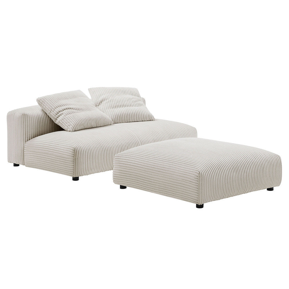 EEI-7030 Solace Modular Corduroy Upholstered Armless Loveseat and Ottoman Set by Modway
