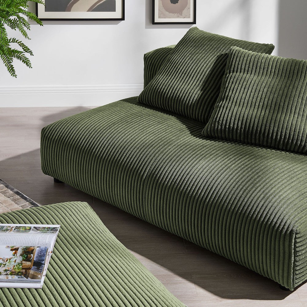 EEI-7030 Solace Modular Corduroy Upholstered Armless Loveseat and Ottoman Set by Modway