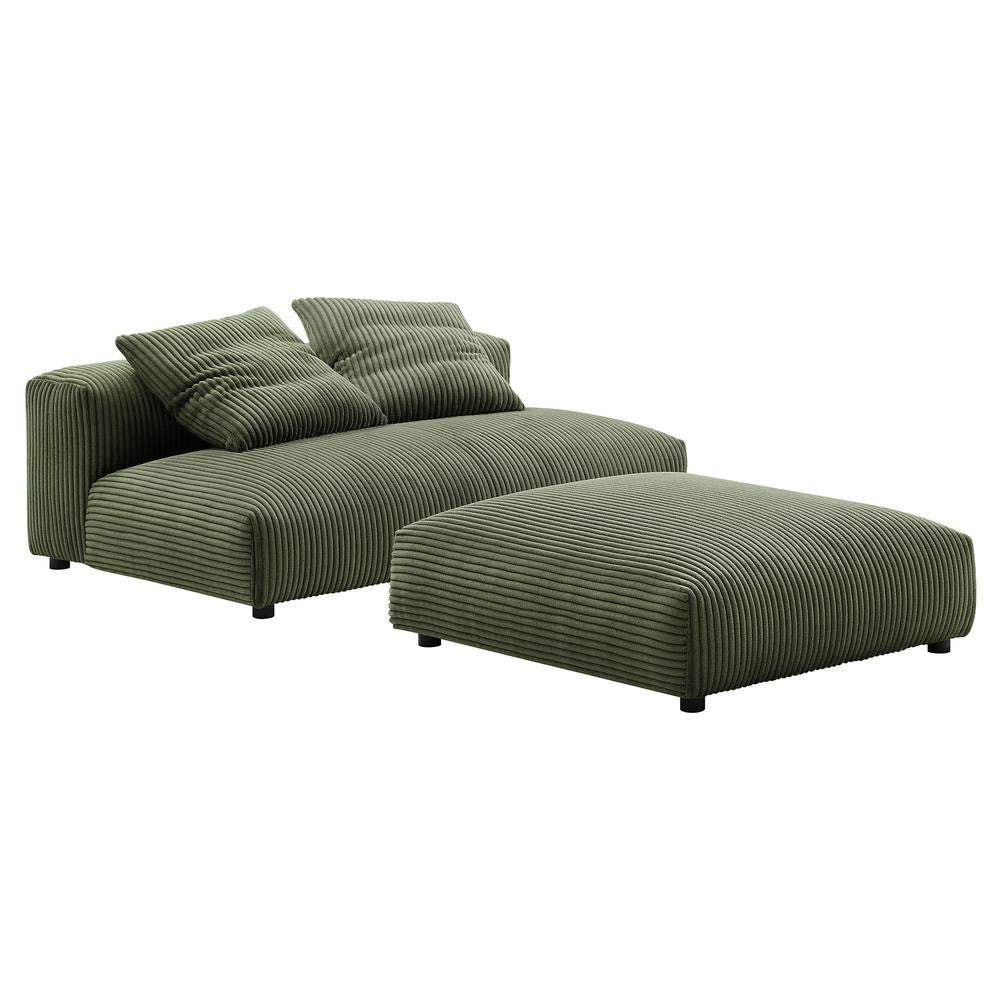 EEI-7030 Solace Modular Corduroy Upholstered Armless Loveseat and Ottoman Set by Modway
