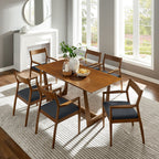 EEI-7075-WAL-BLK Solara 7-Piece Wood Dining Set with Vegan Leather Armchairs by Modway