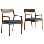 EEI-7075-WAL-BLK Solara 7-Piece Wood Dining Set with Vegan Leather Armchairs by Modway
