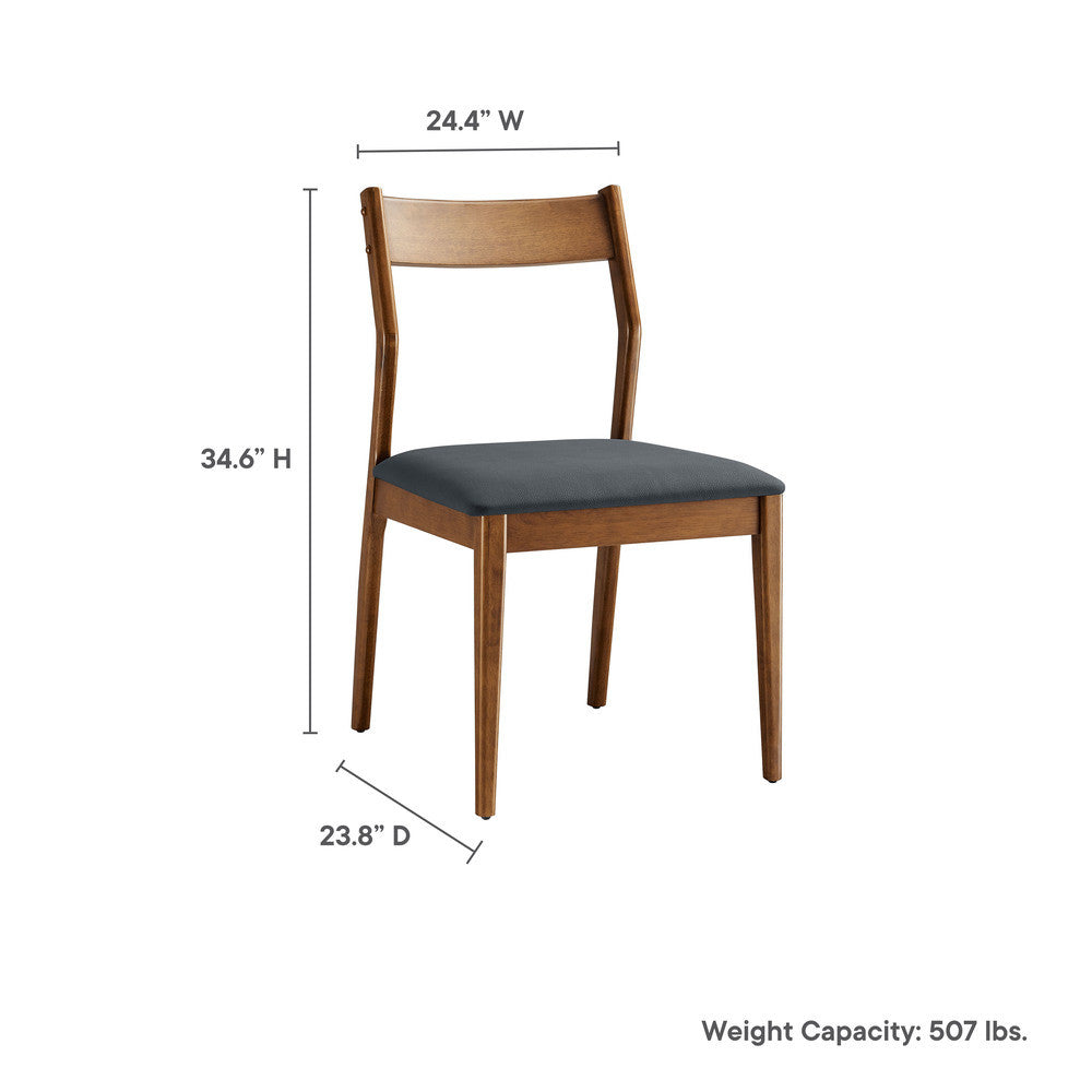 EEI-7078-WAL-BLK Solara 7-Piece Wood Dining Set with Vegan Leather Side Chairs by Modway