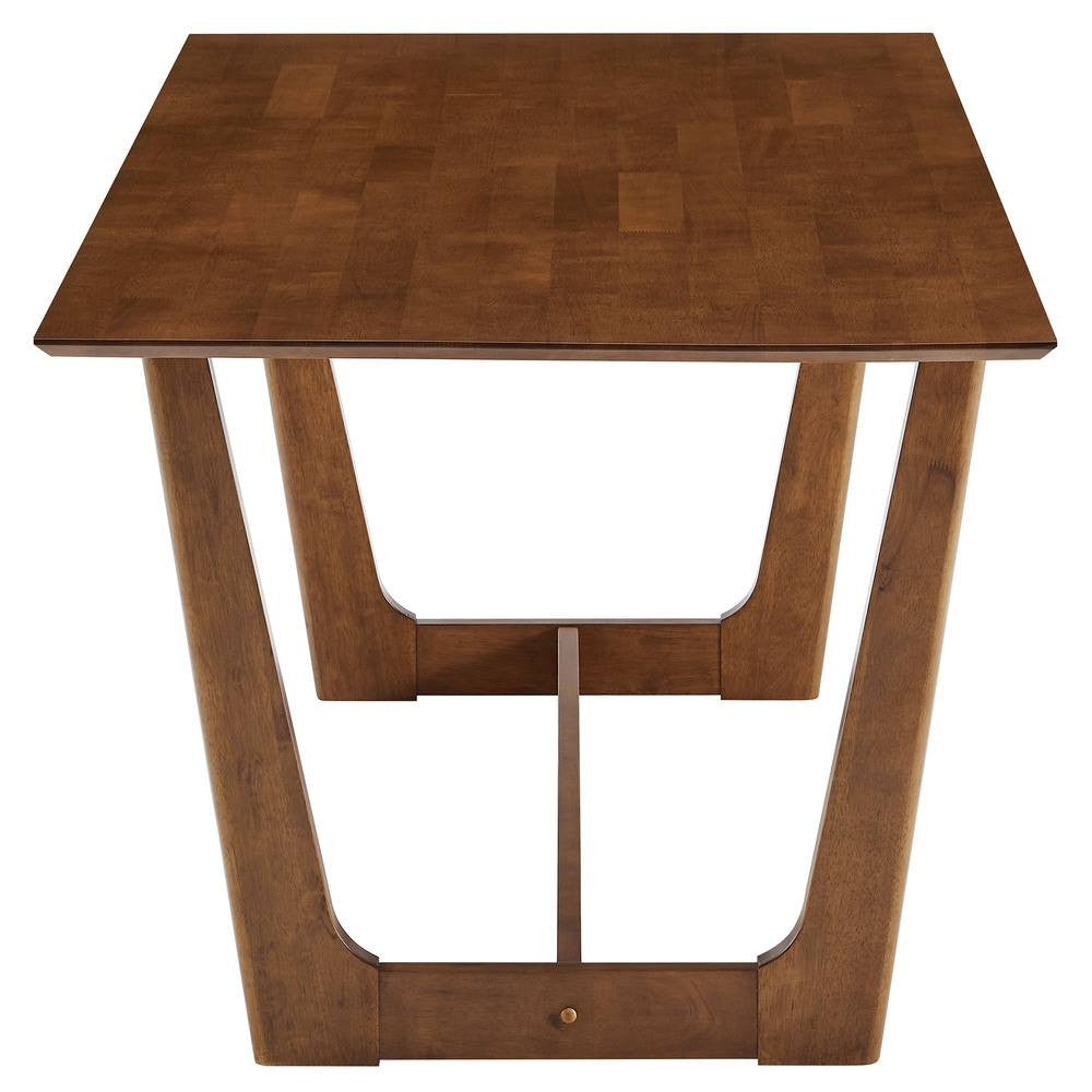 EEI-7078-WAL-BLK Solara 7-Piece Wood Dining Set with Vegan Leather Side Chairs by Modway