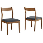 Modway EEI-6917-WAL-BLK Solara Vegan Leather Wood Dining Side Chairs Set of 2 Walnut Black