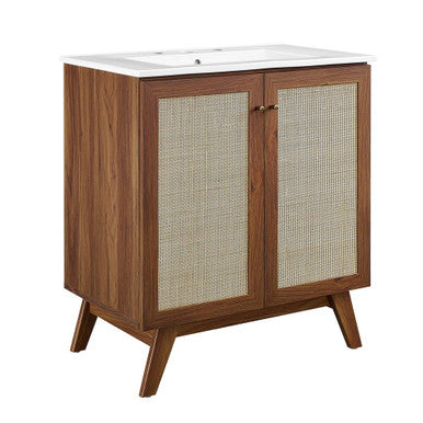 Modway EEI-6715-WAL-WHI Soma 30" Bathroom Vanity Walnut White