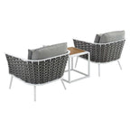 EEI-3163-WHI-GRY-SET Stance 3 Piece Outdoor Patio Aluminum Sectional Sofa Set by Modway