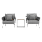 EEI-3163-WHI-GRY-SET Stance 3 Piece Outdoor Patio Aluminum Sectional Sofa Set by Modway