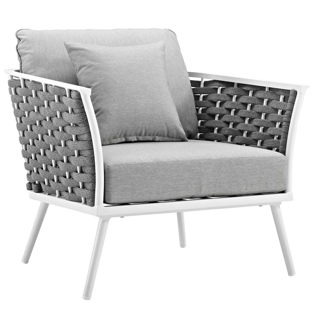 EEI-3163-WHI-GRY-SET Stance 3 Piece Outdoor Patio Aluminum Sectional Sofa Set by Modway