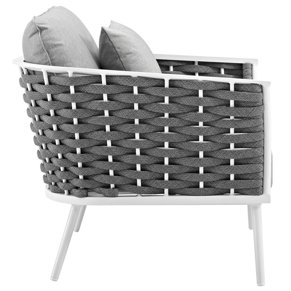 EEI-3163-WHI-GRY-SET Stance 3 Piece Outdoor Patio Aluminum Sectional Sofa Set by Modway