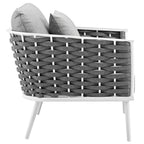 EEI-3163-WHI-GRY-SET Stance 3 Piece Outdoor Patio Aluminum Sectional Sofa Set by Modway