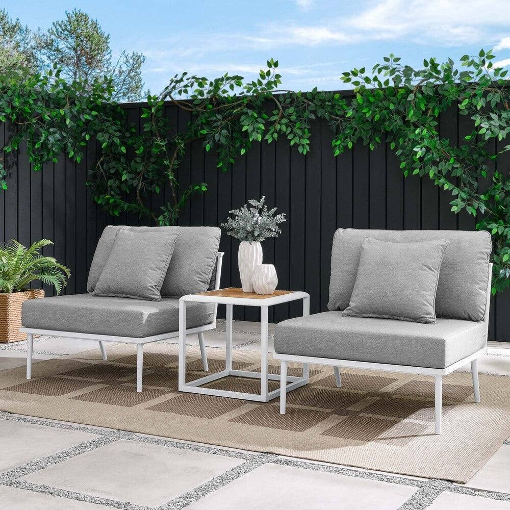 EEI-5754-WHI-GRY Stance 3 Piece Outdoor Patio Aluminum Set by Modway