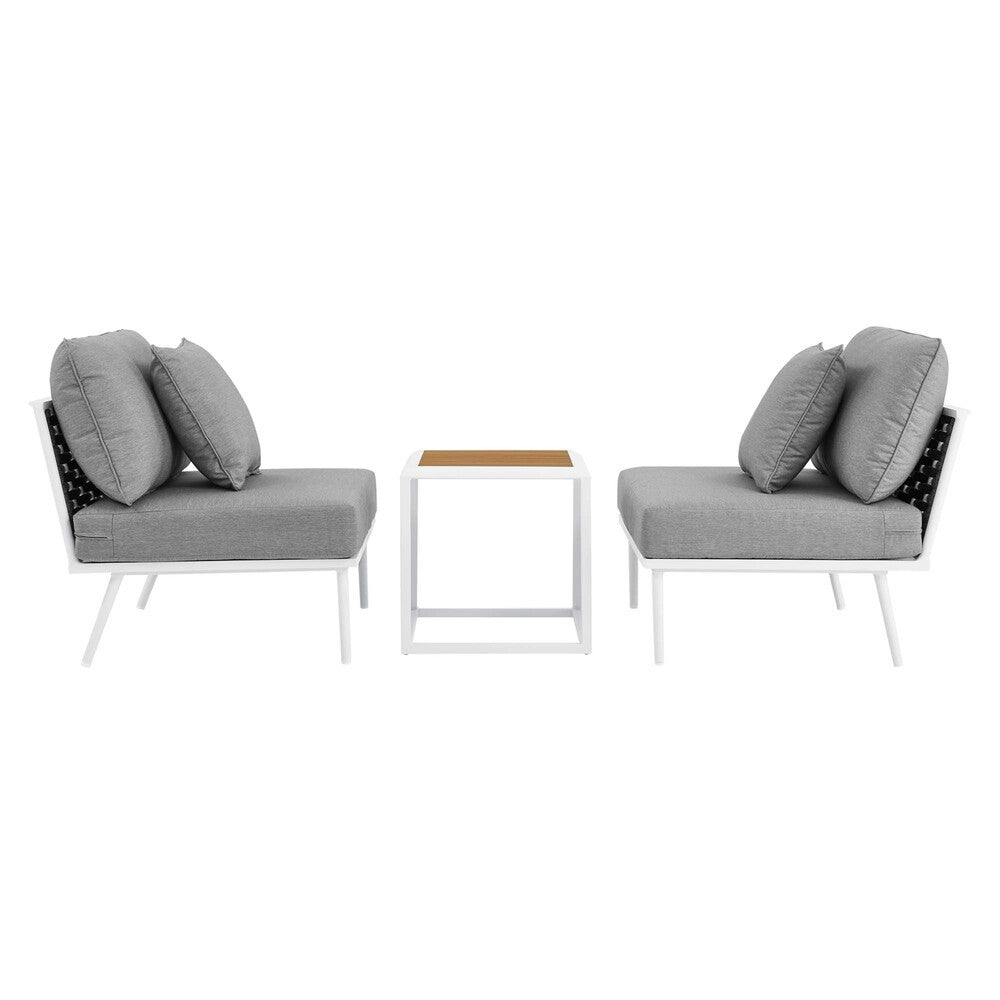 EEI-5754-WHI-GRY Stance 3 Piece Outdoor Patio Aluminum Set by Modway