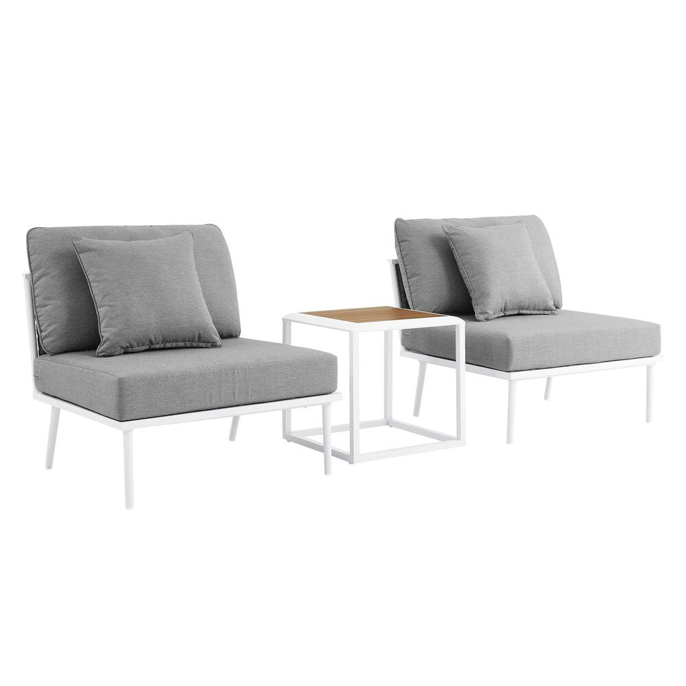 EEI-5754-WHI-GRY Stance 3 Piece Outdoor Patio Aluminum Set by Modway