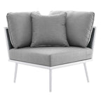 EEI-5755-WHI-GRY Stance 4 Piece Outdoor Patio Aluminum Sectional Sofa Set by Modway