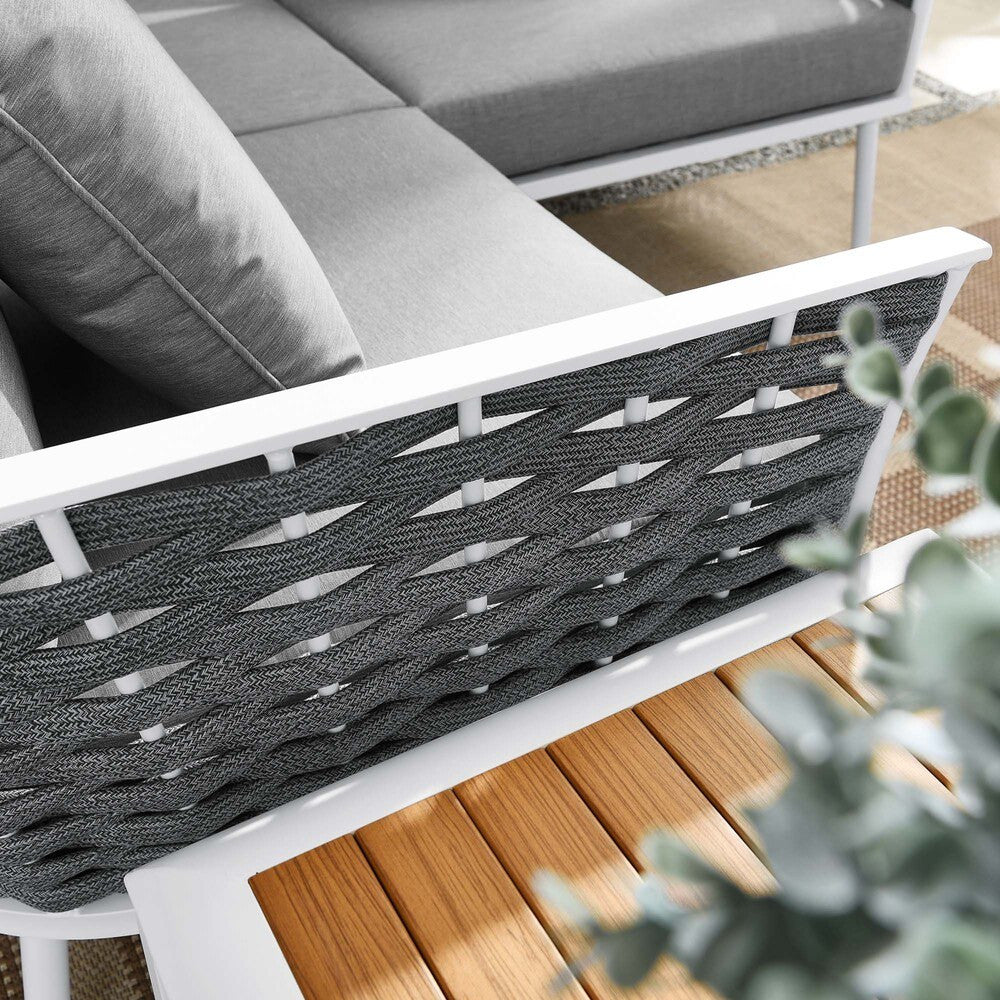 EEI-5755-WHI-GRY Stance 4 Piece Outdoor Patio Aluminum Sectional Sofa Set by Modway
