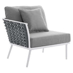 EEI-5755-WHI-GRY Stance 4 Piece Outdoor Patio Aluminum Sectional Sofa Set by Modway