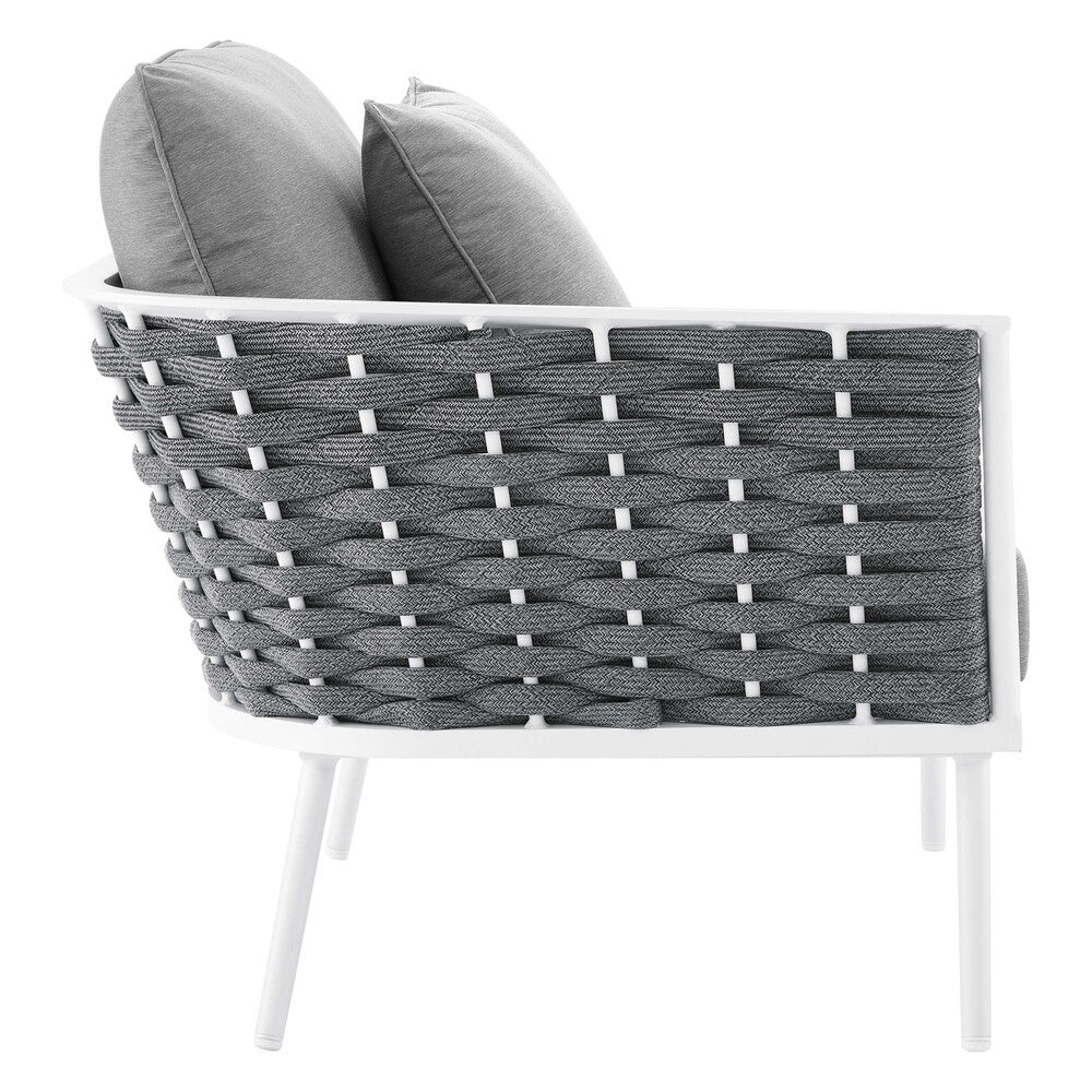 EEI-5755-WHI-GRY Stance 4 Piece Outdoor Patio Aluminum Sectional Sofa Set by Modway