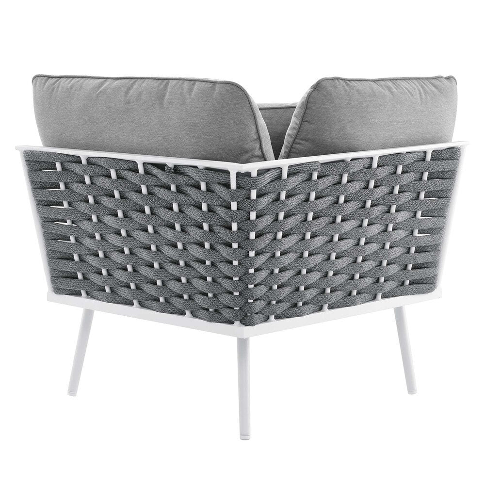 EEI-5755-WHI-GRY Stance 4 Piece Outdoor Patio Aluminum Sectional Sofa Set by Modway
