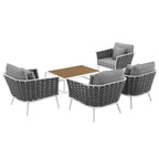 EEI-3321-WHI-GRY-SET Stance 5 Piece Outdoor Patio Aluminum Sectional Sofa Set by Modway